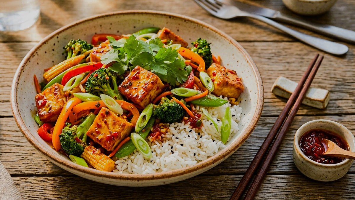 6. Wok Fried Veggies, Tofu & Chilli Jam on Rice [Spicy]