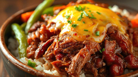 2. Cheesy BBQ Pulled Beef Bowl