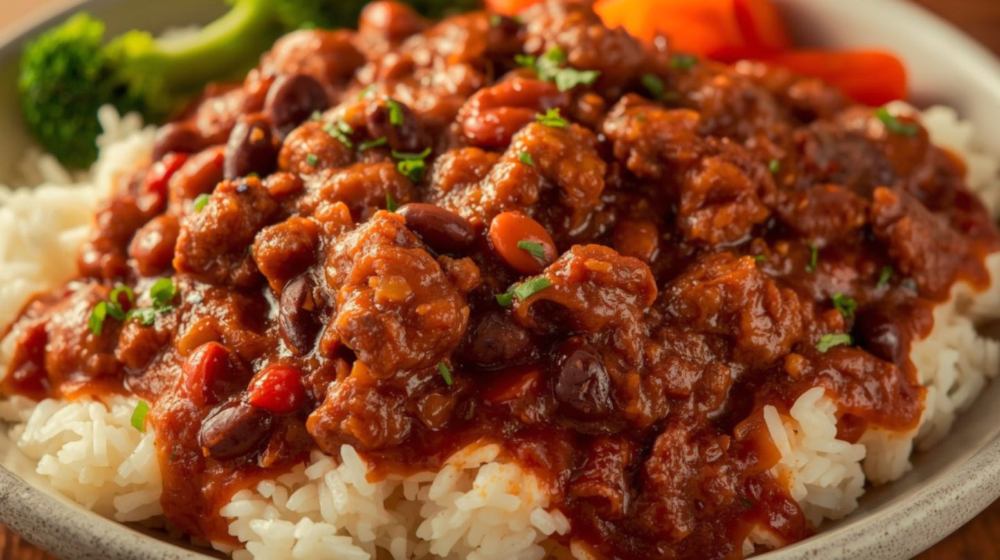 Beef Chilli Con Carne on Rice